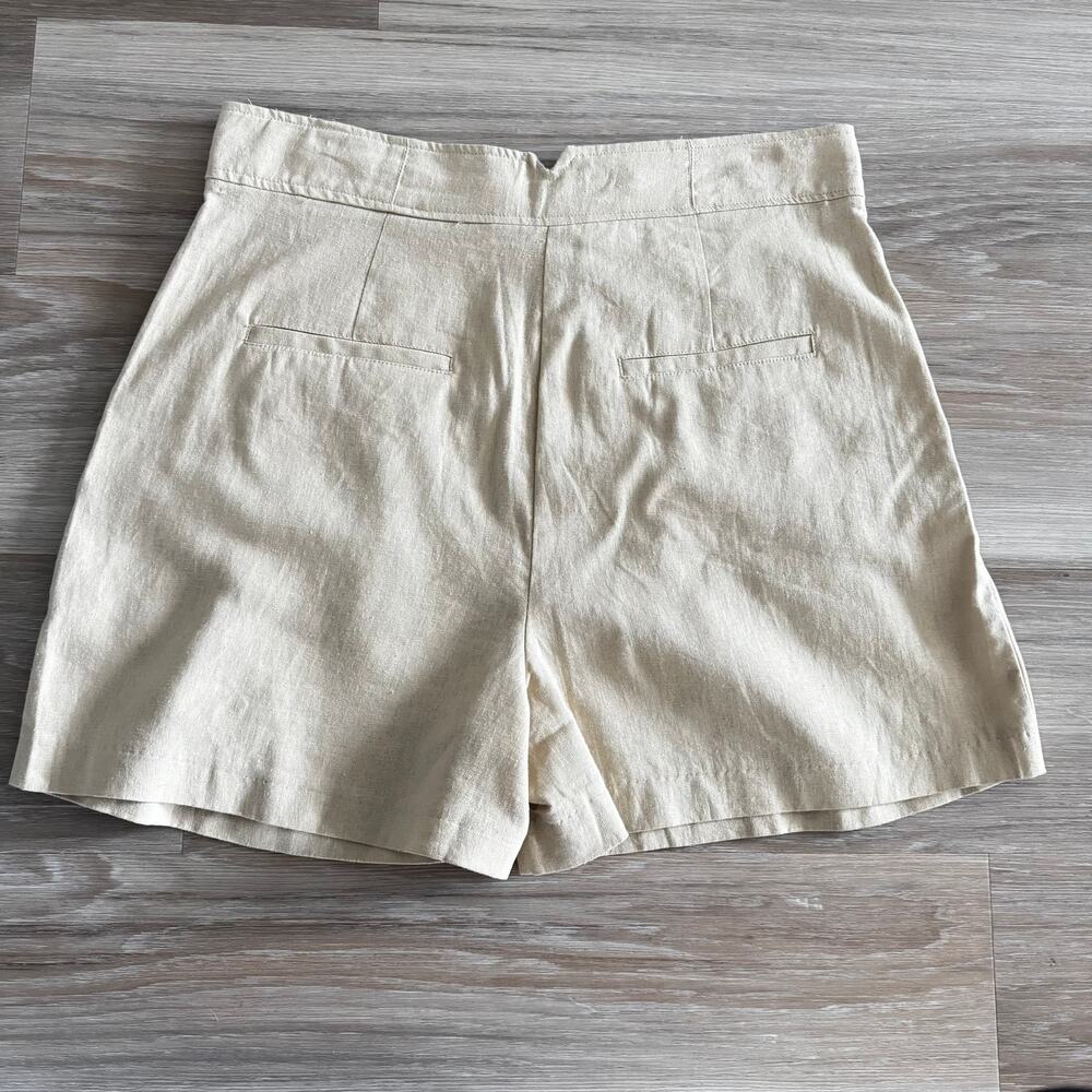 Jason Wu | NWT Khaki Colored Linen Blend High-Waisted Shorts size 12 - Picture 2 of 12